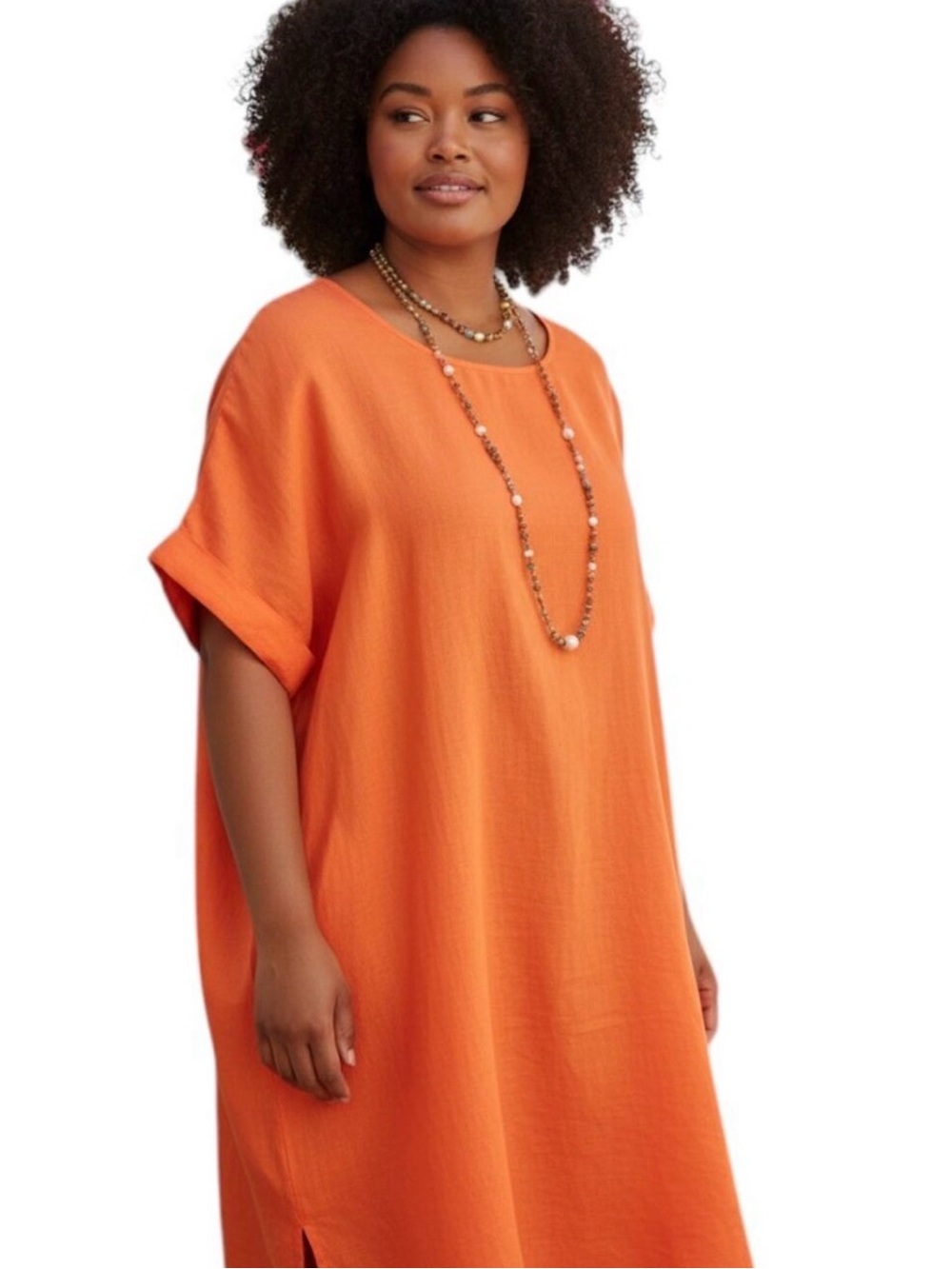 Viola Borghi Women's Orange 100% Linen Cocoon Dress Size 3X